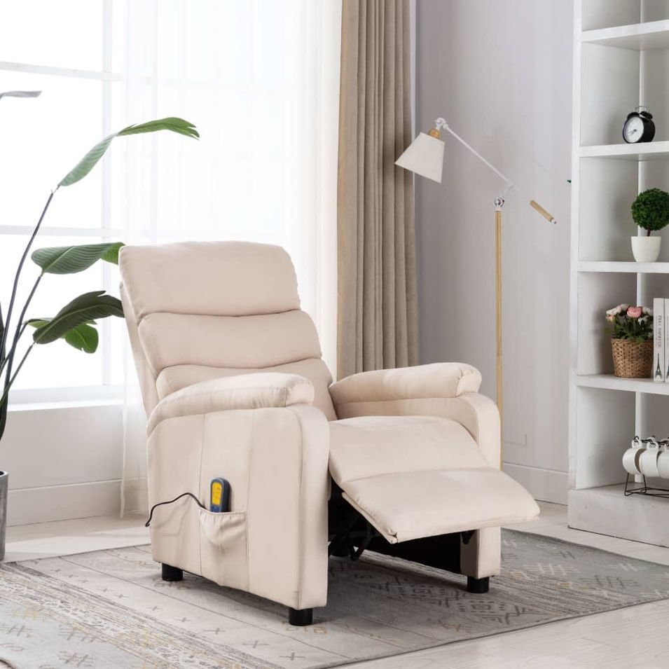 Fauteuil inclinable de massage Crème Tissu 6 - Photo n°1