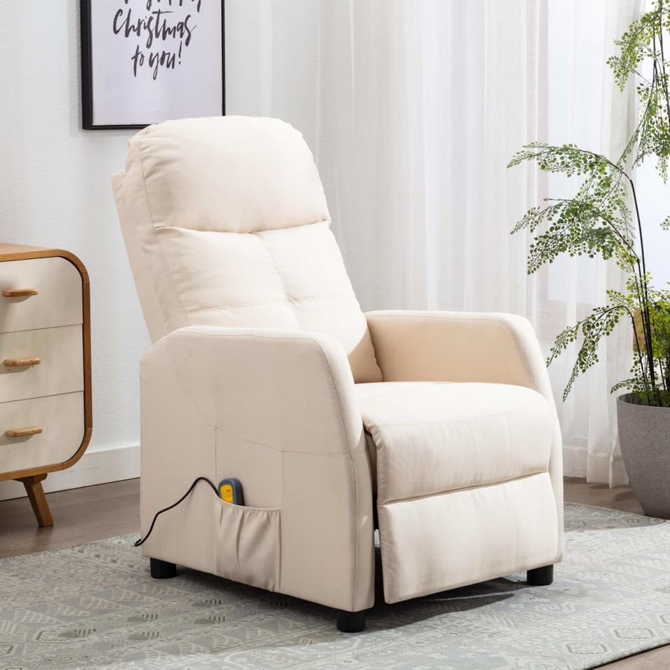 Fauteuil inclinable de massage Crème Tissu 3 - Photo n°1