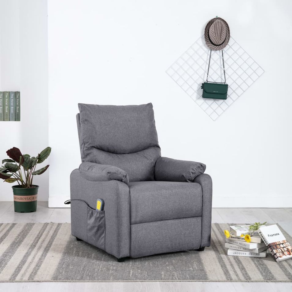 Fauteuil inclinable de massage Gris clair Tissu 3 - Photo n°1