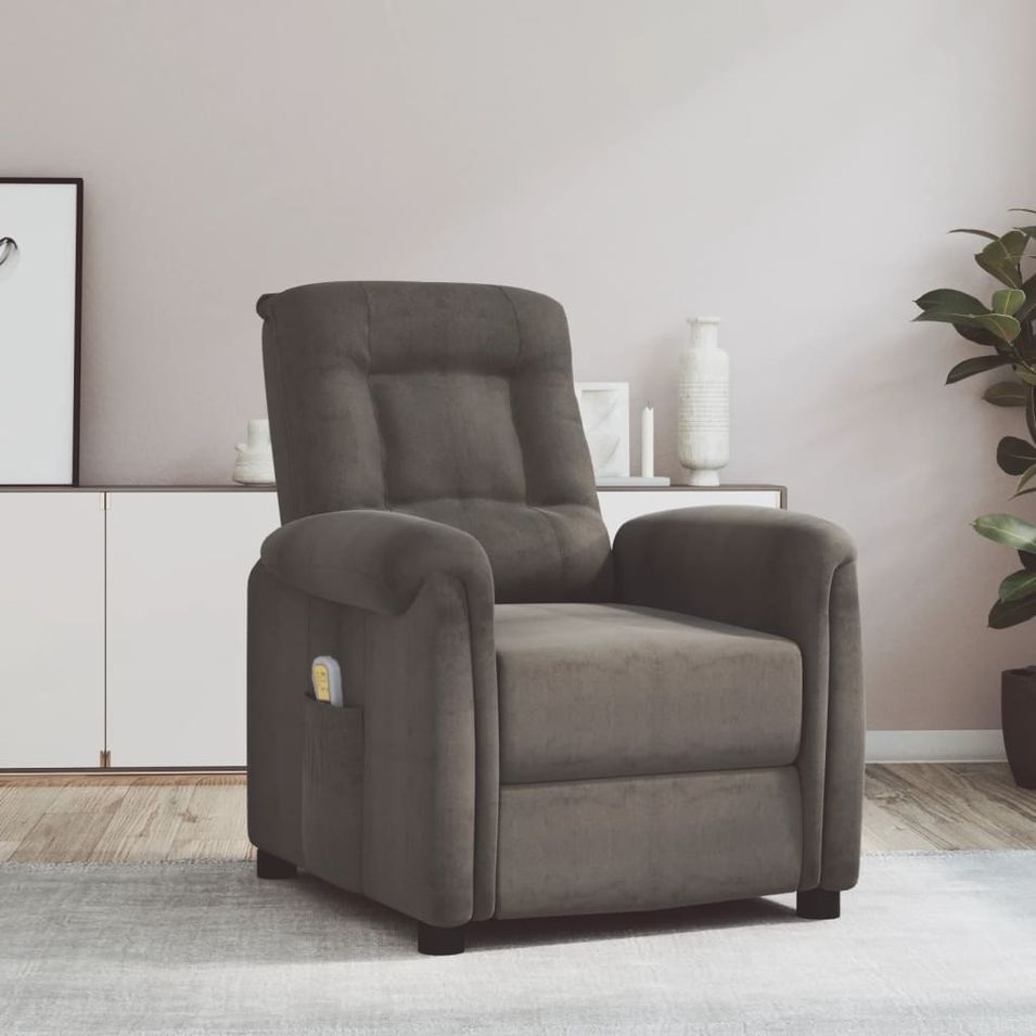Fauteuil inclinable de massage Gris foncé Tissu microfibre - Photo n°1