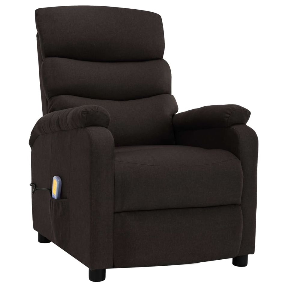 Fauteuil inclinable de massage Marron foncé Tissu 7 - Photo n°1