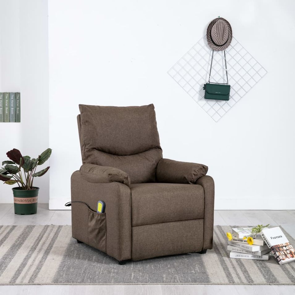 Fauteuil inclinable de massage Marron Tissu 10 - Photo n°1
