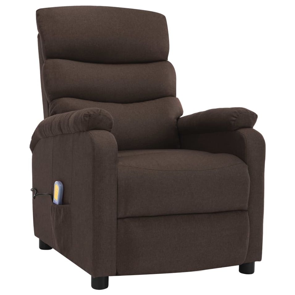 Fauteuil inclinable de massage Marron Tissu 6 - Photo n°1