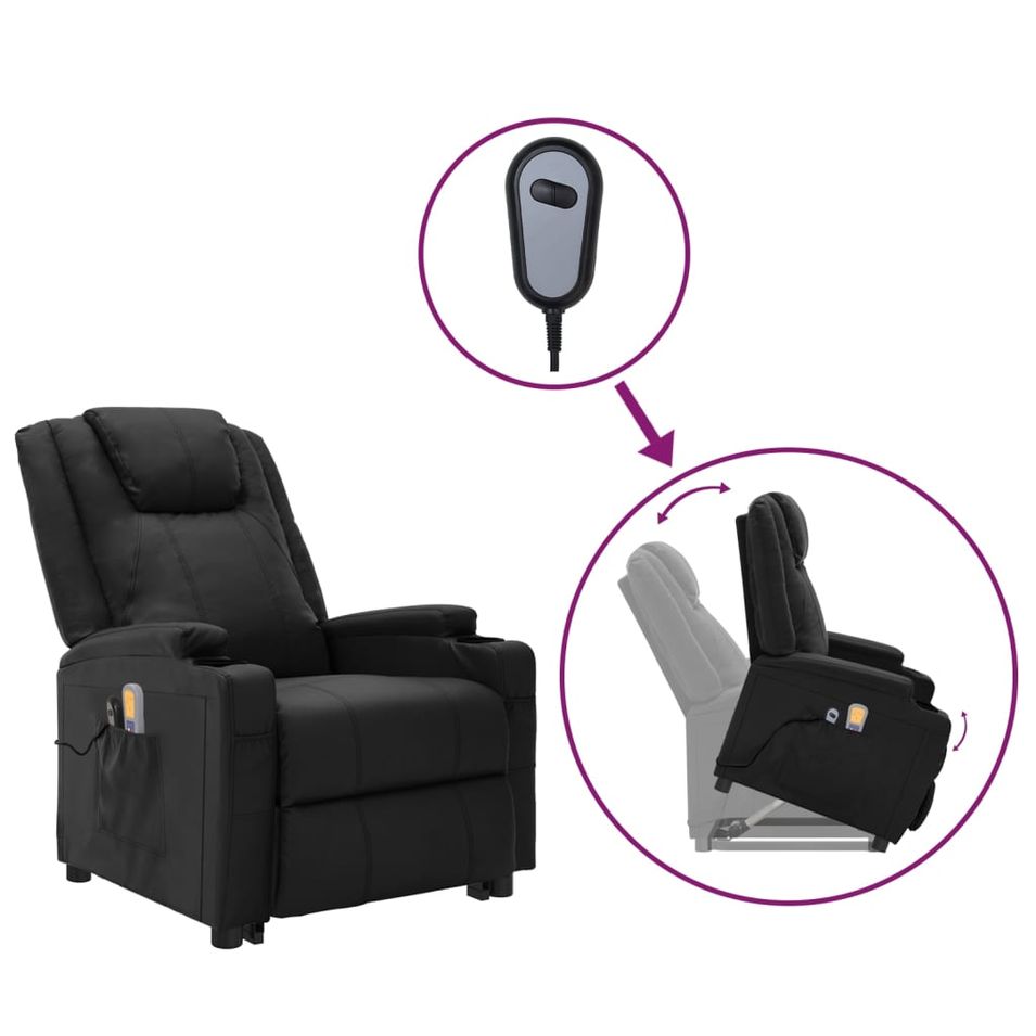Fauteuil inclinable de massage Noir Similicuir - Photo n°1