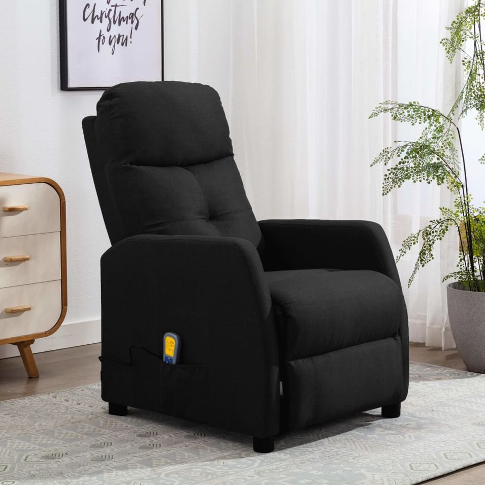 Fauteuil inclinable de massage Noir Tissu 5 - Photo n°1