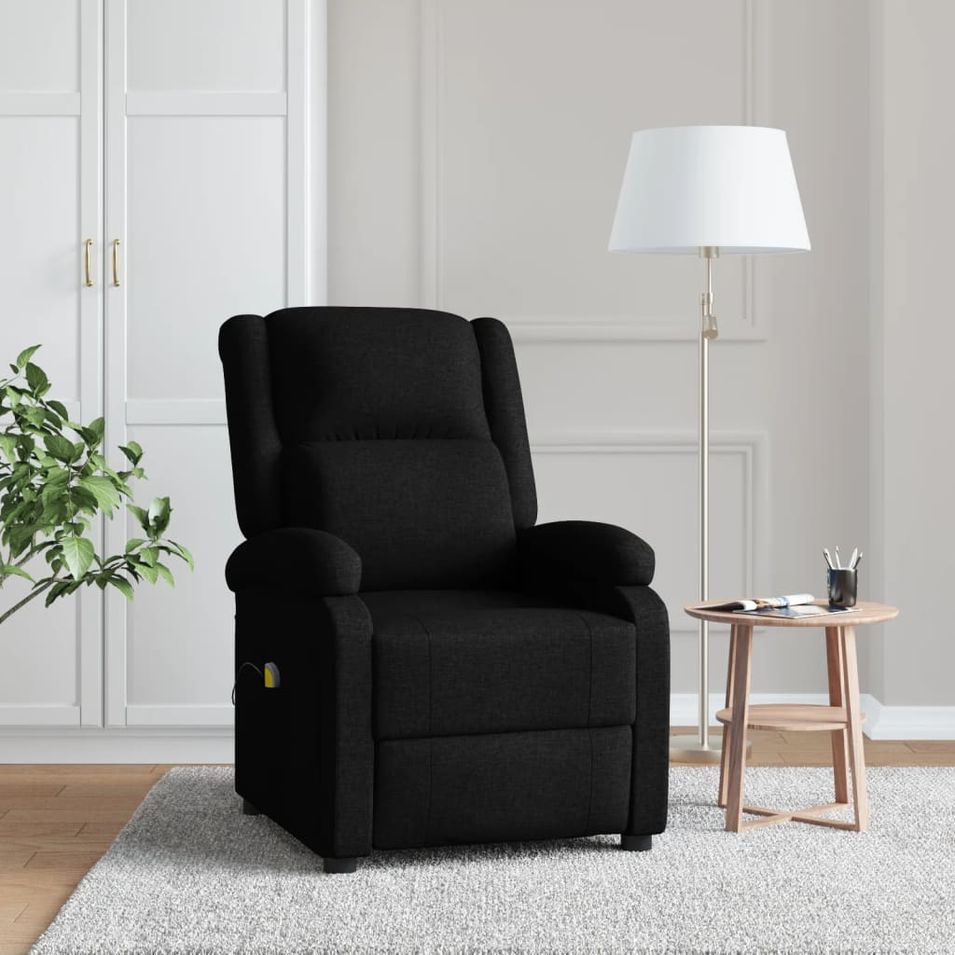Fauteuil inclinable de massage Noir Tissu - Photo n°1