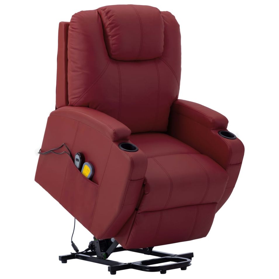 Fauteuil inclinable de massage Rouge bordeaux Similicuir 2 - Photo n°1