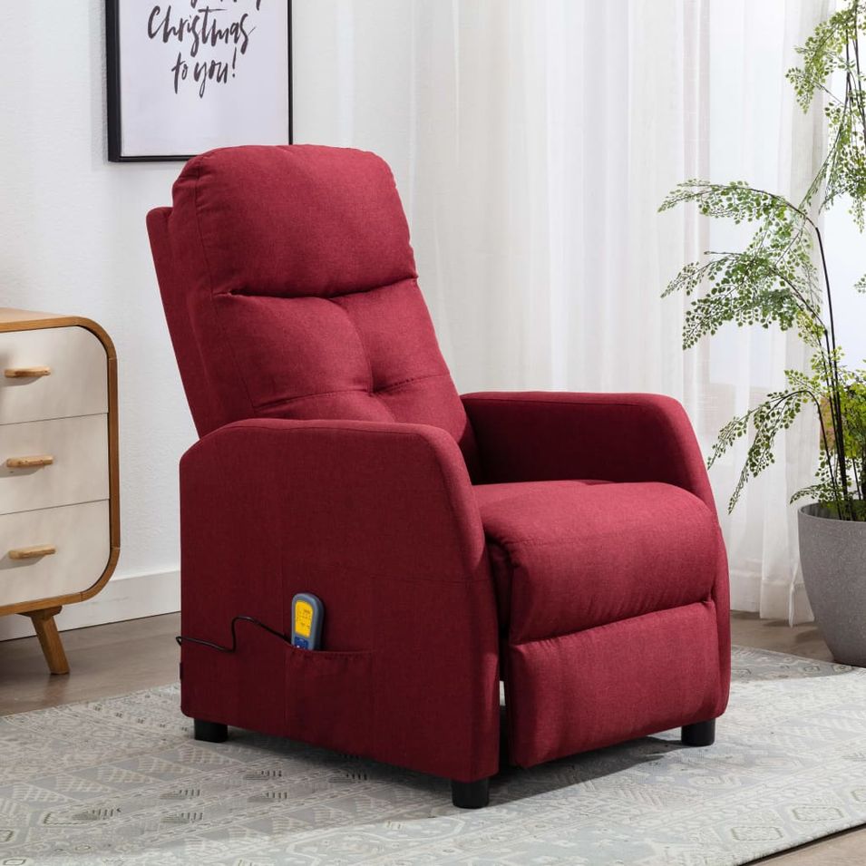 Fauteuil inclinable de massage Rouge bordeaux Tissu 2 - Photo n°1