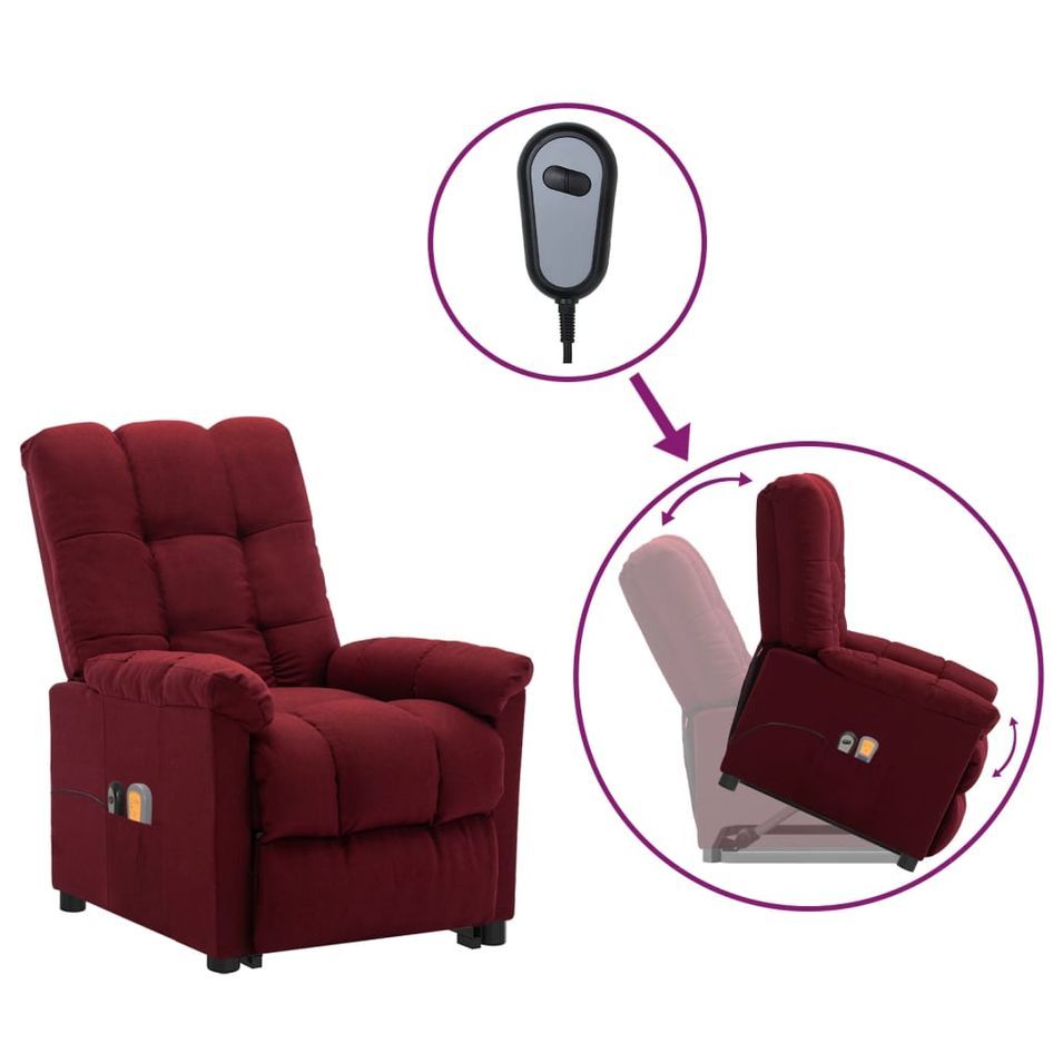 Fauteuil inclinable de massage Rouge bordeaux Tissu - Photo n°1