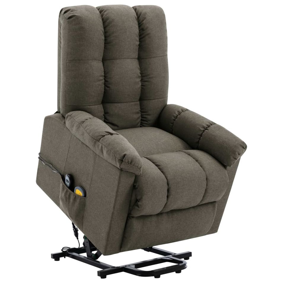 Fauteuil inclinable de massage Taupe Tissu 9 - Photo n°1