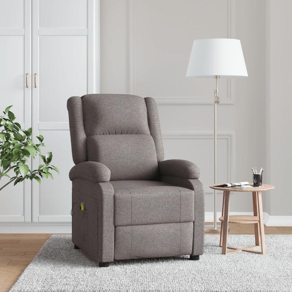 Fauteuil inclinable de massage Taupe Tissu 2 - Photo n°1