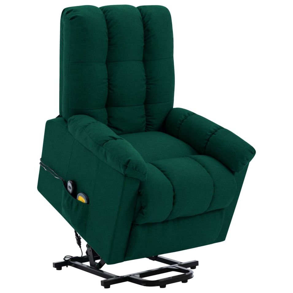 Fauteuil inclinable de massage Vert foncé Tissu 8 - Photo n°1