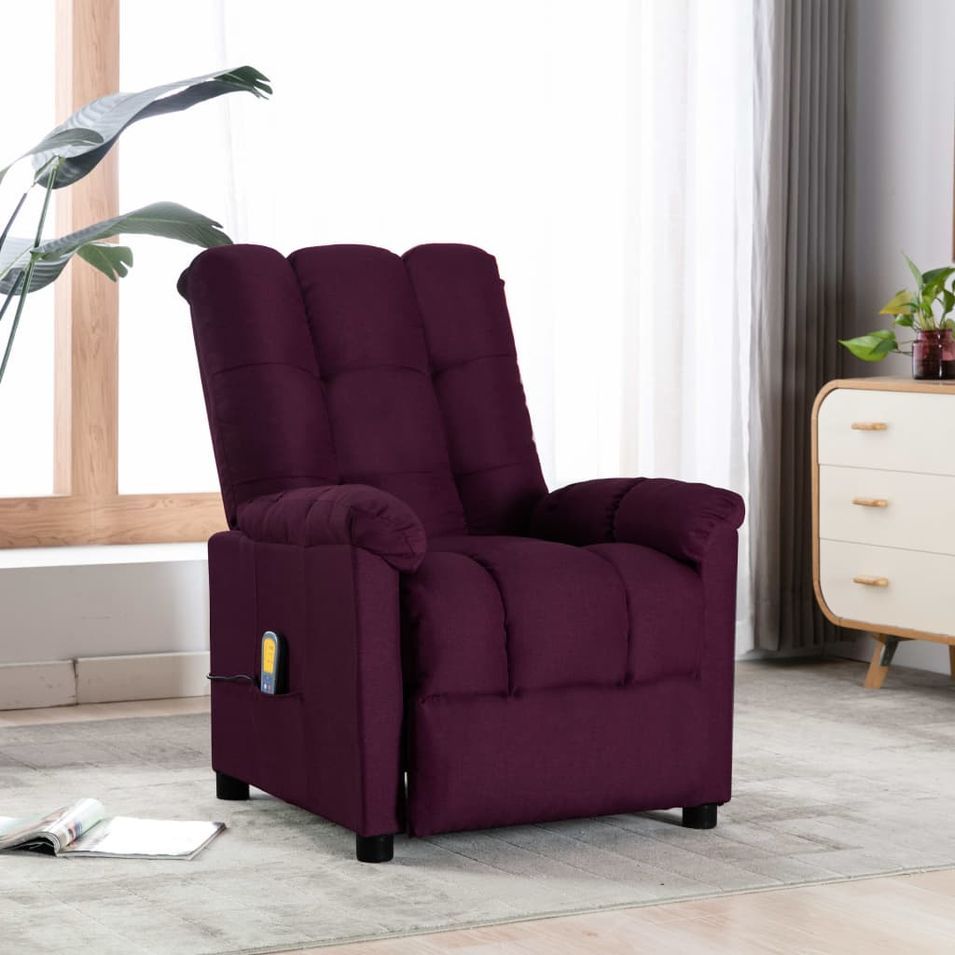 Fauteuil inclinable de massage Violet Tissu 3 - Photo n°1
