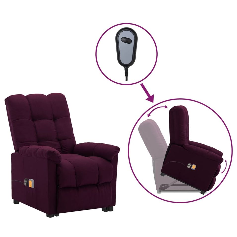 Fauteuil inclinable de massage Violet Tissu 2 - Photo n°1