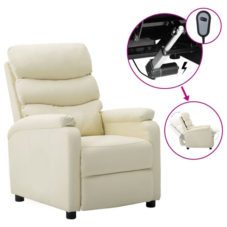 Fauteuil inclinable électrique Crème Similicuir 4 - Photo n°1