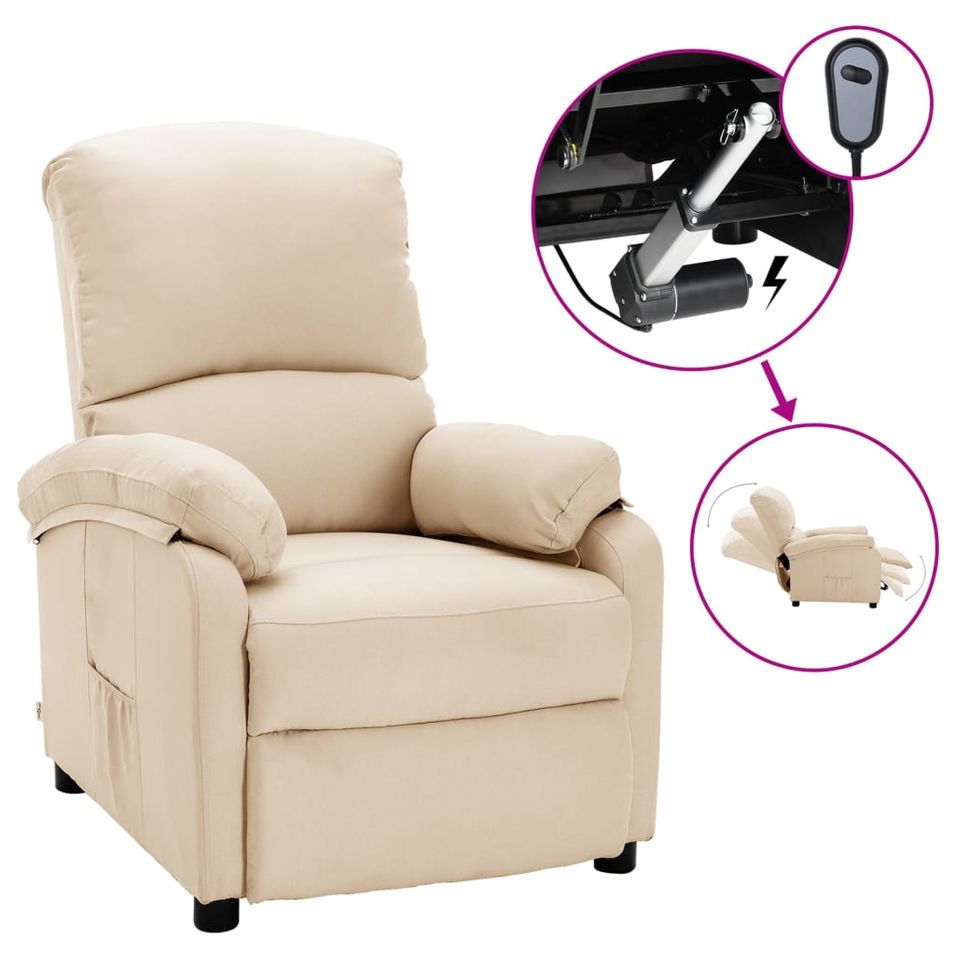 Fauteuil inclinable électrique Crème Tissu 13 - Photo n°1