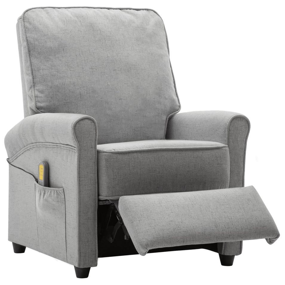 Fauteuil inclinable électrique de massage Gris clair Tissu 3 - Photo n°1