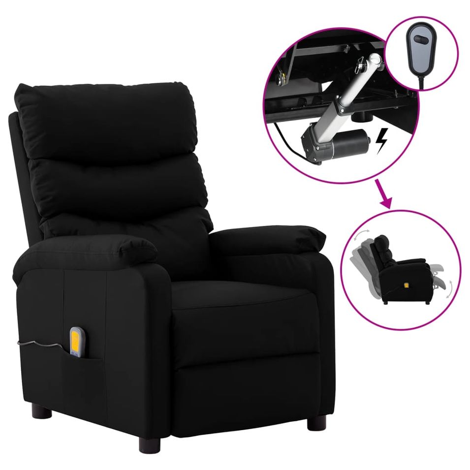 Fauteuil inclinable électrique de massage Noir Similicuir 4 - Photo n°1