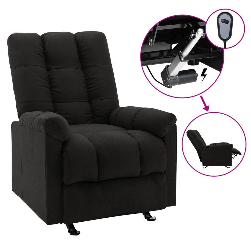 Fauteuil inclinable électrique Noir Tissu 14 - Photo n°1