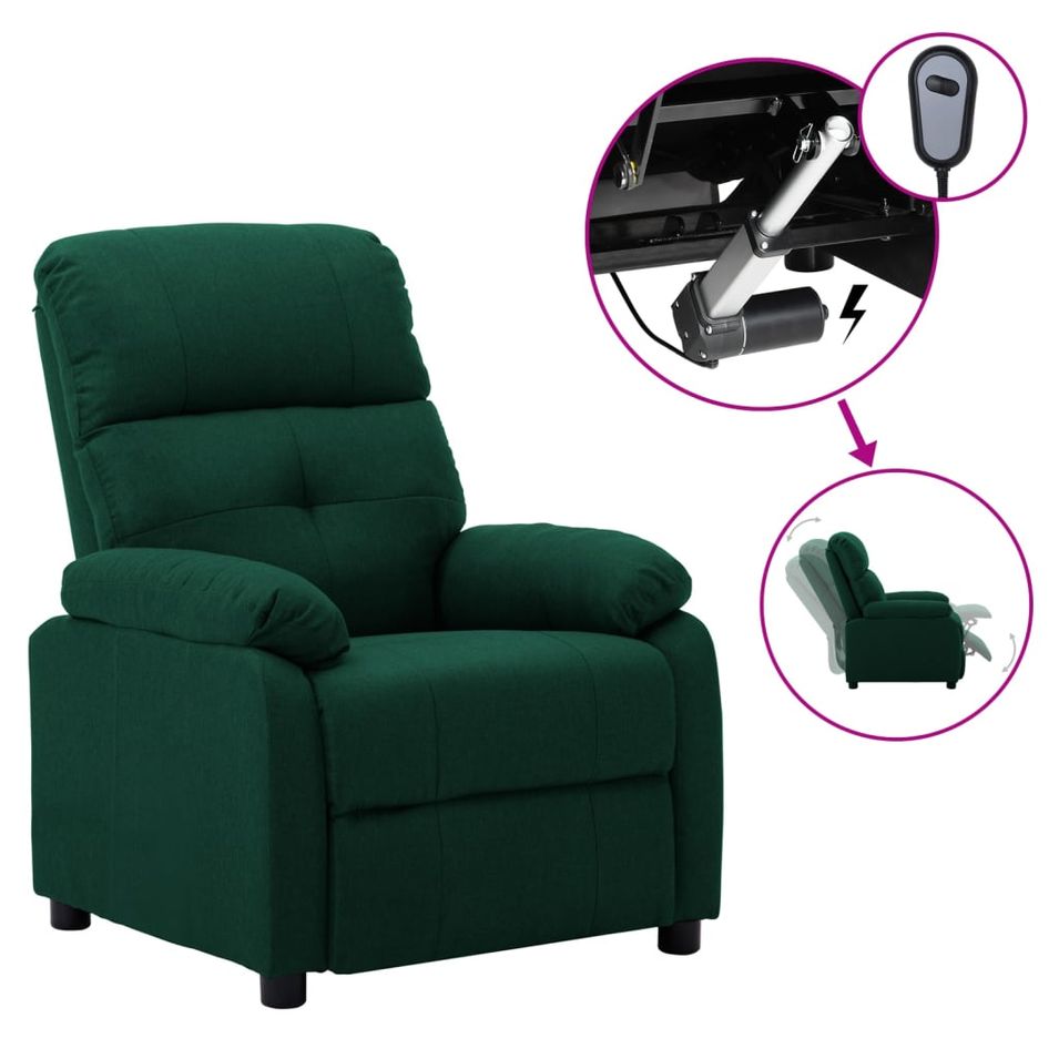 Fauteuil inclinable électrique Vert foncé Tissu 10 - Photo n°1