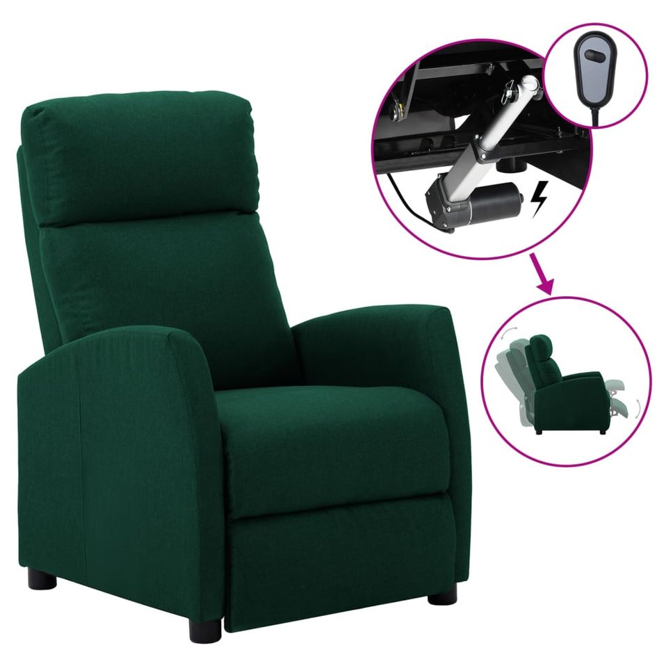 Fauteuil inclinable électrique Vert foncé Tissu 8 - Photo n°1
