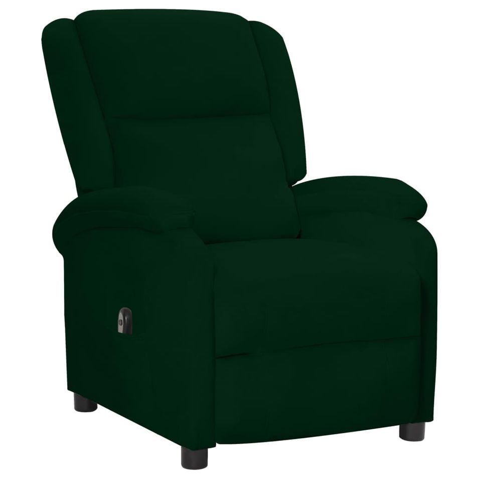 Fauteuil inclinable électrique Vert foncé Velours - Photo n°1