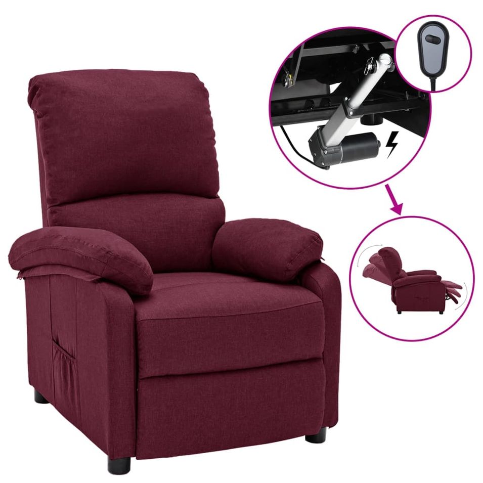 Fauteuil inclinable électrique Violet Tissu 6 - Photo n°1