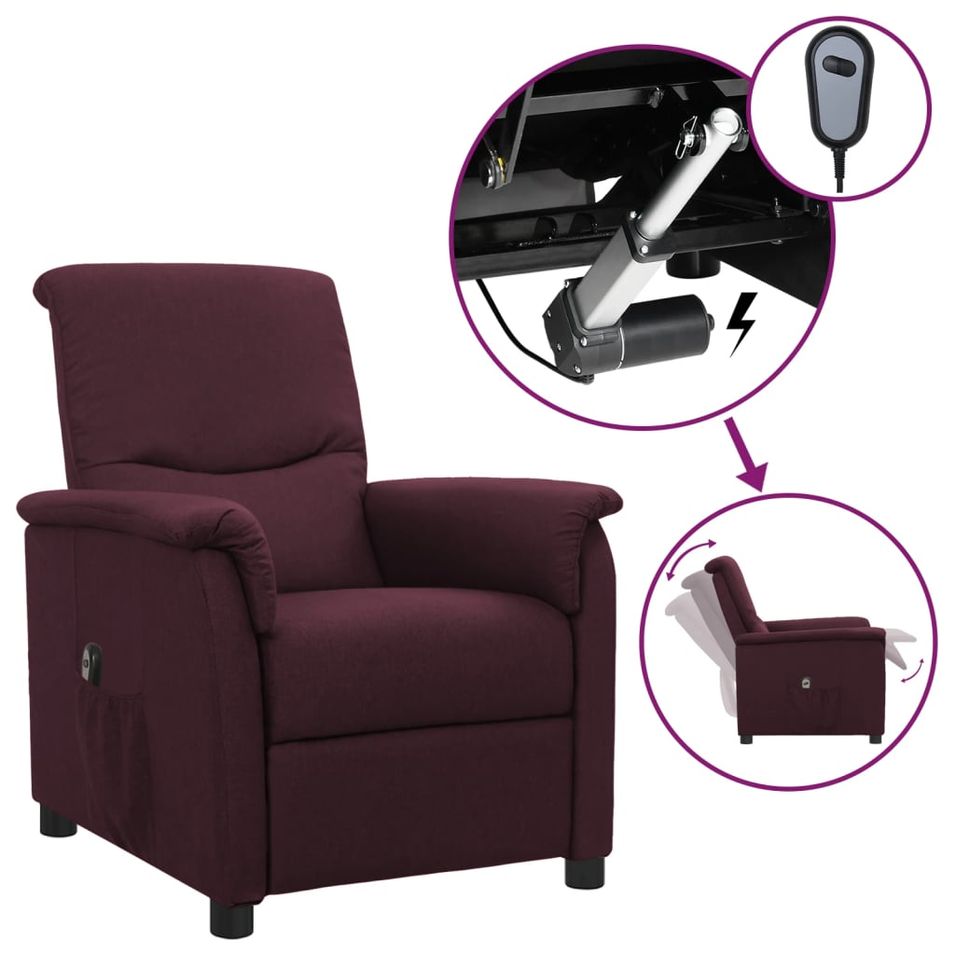 Fauteuil inclinable électrique Violet Tissu - Photo n°1