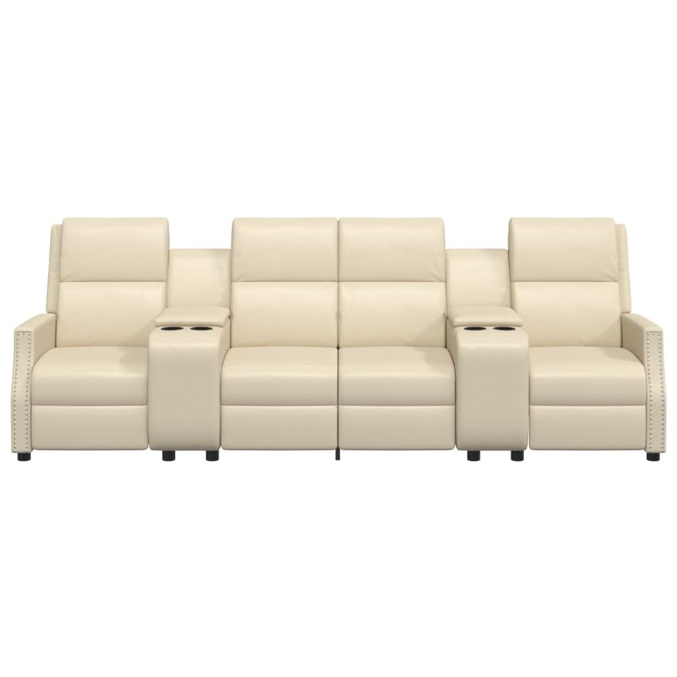Fauteuil inclinable et porte-gobelets 4 places Crème Similicuir 2 - Photo n°1
