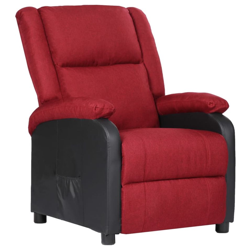Fauteuil inclinable TV Rouge bordeaux Similicuir et tissu - Photo n°1