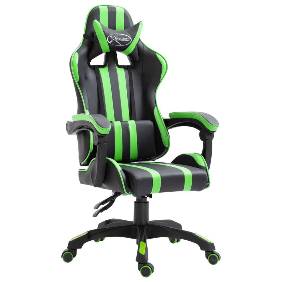 Fauteuil jeux video Xtreme simili cuir noir et vert - Photo n°1