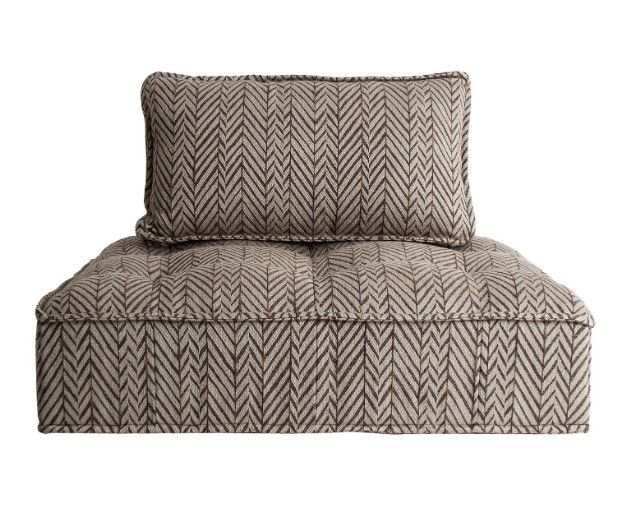 Fauteuil large velours beige et marron Naomie - Photo n°1