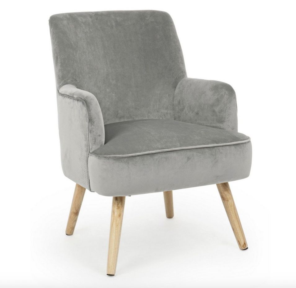 Fauteuil LAVINE – Effet velours et bois - Photo n°1