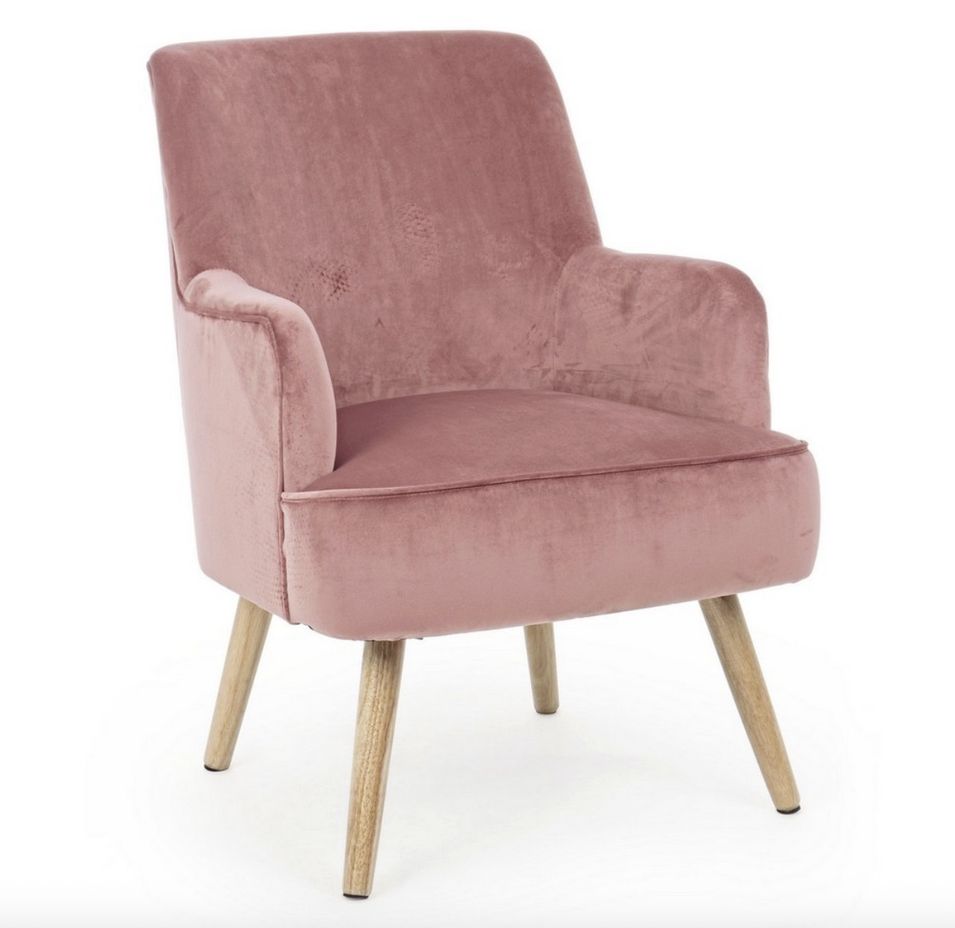 Fauteuil LAVINE – Effet velours et bois - Photo n°1