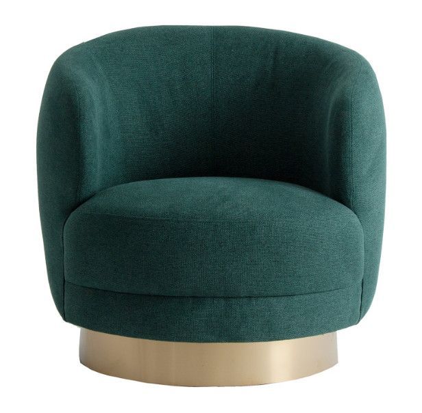 Fauteuil lin vert et métal doré Jina - Photo n°1