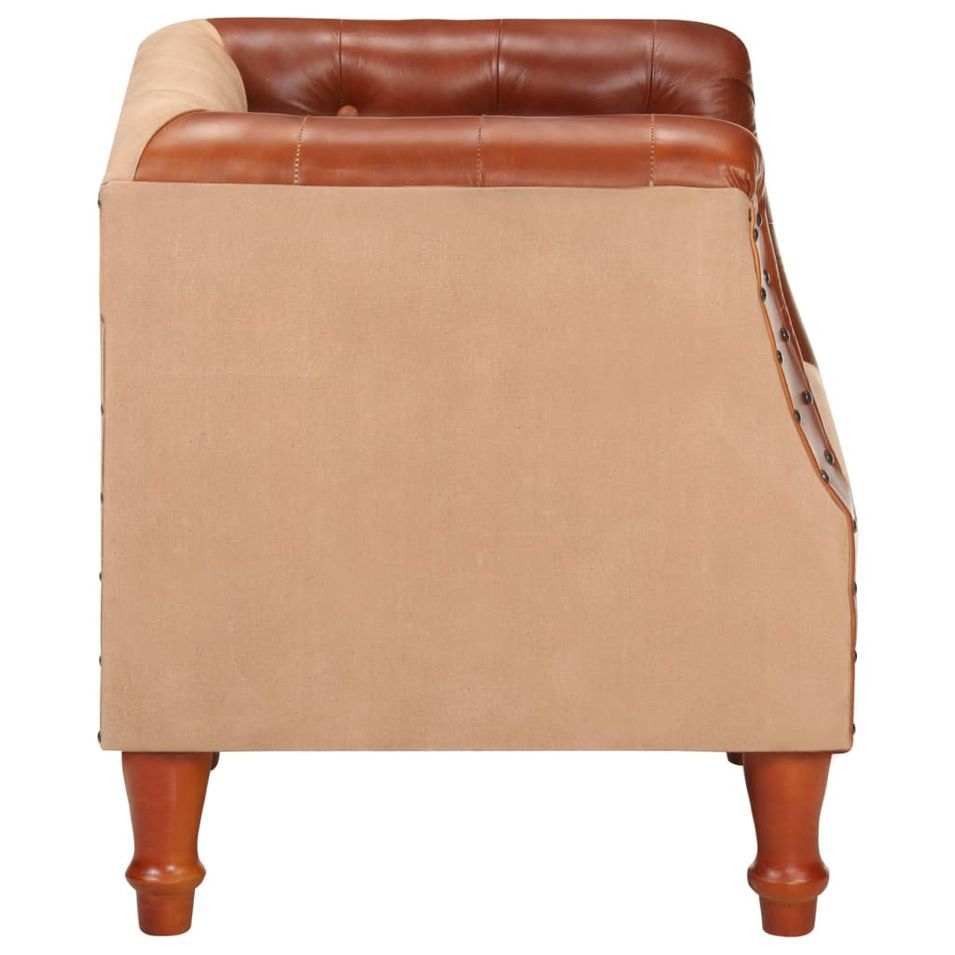 Fauteuil Marron Cuir véritable et bois de manguier massif - Photo n°5