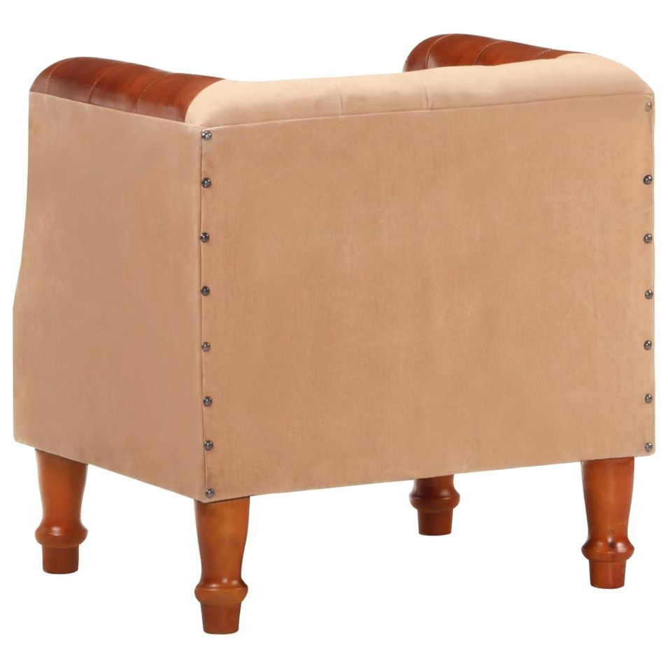 Fauteuil Marron Cuir véritable et bois de manguier massif - Photo n°6