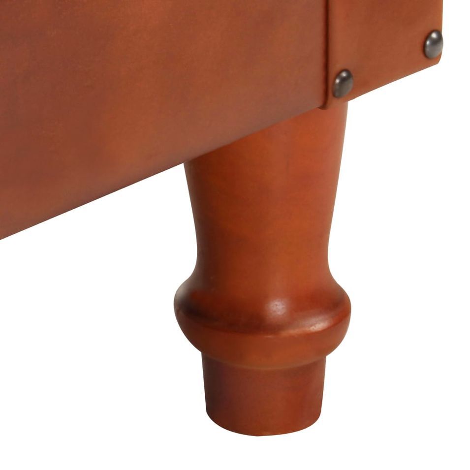 Fauteuil Marron Cuir véritable et bois de manguier massif - Photo n°7