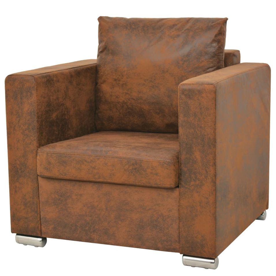 Fauteuil Marron Similicuir daim - Photo n°1