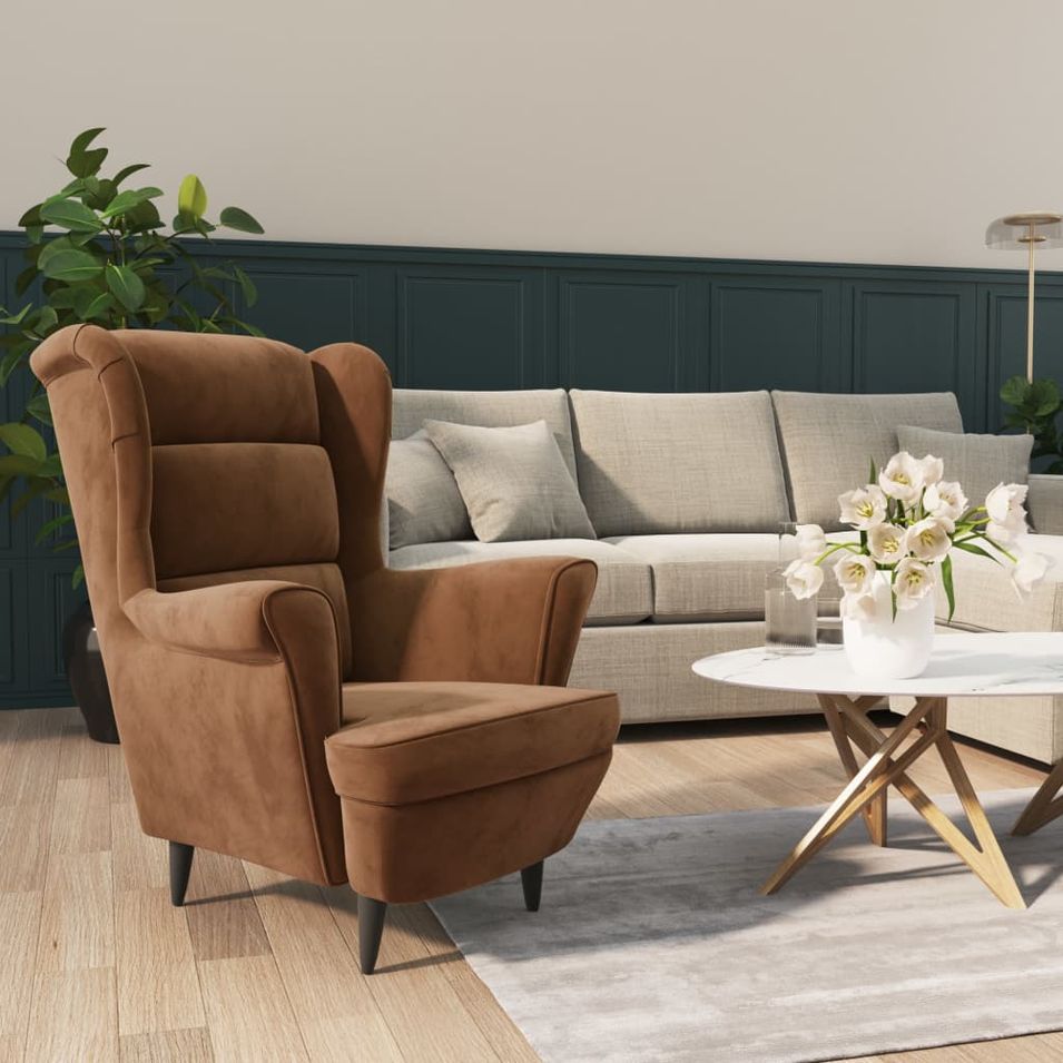 Fauteuil Marron Velours - Photo n°1