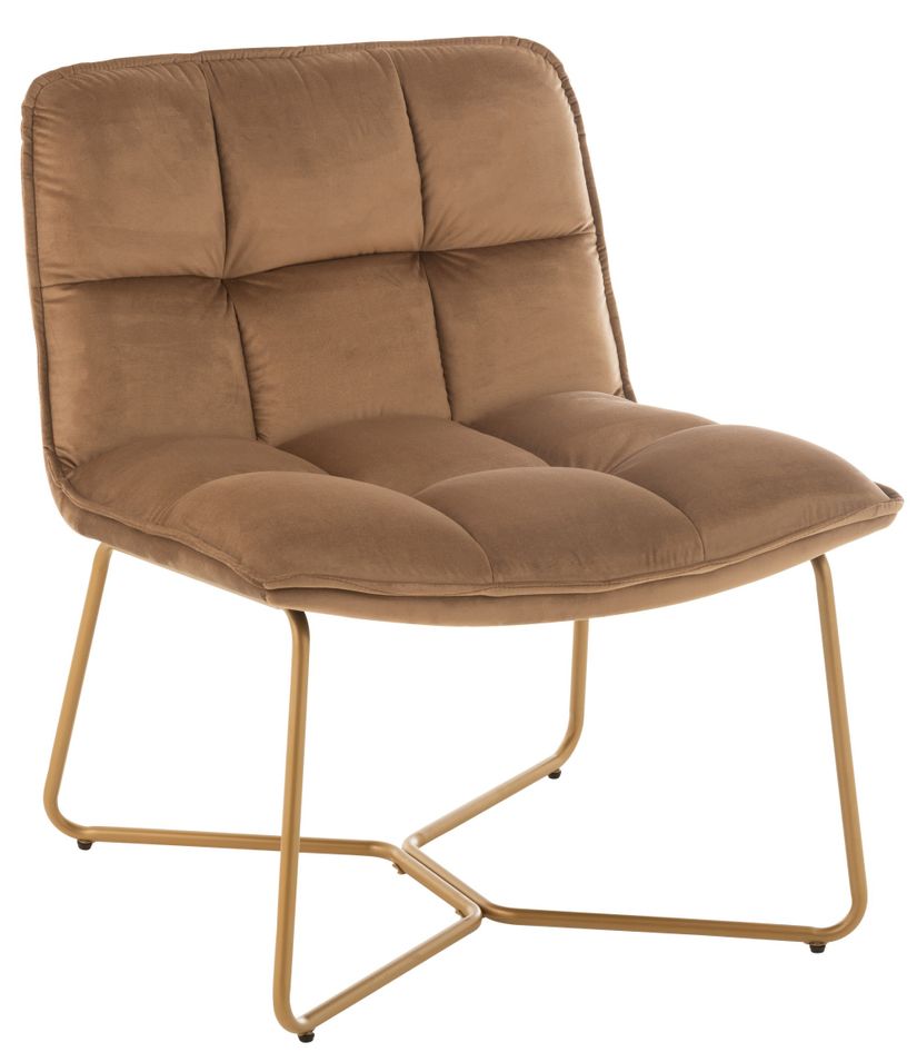 Fauteuil métal textile marron clair Dodi - Photo n°1