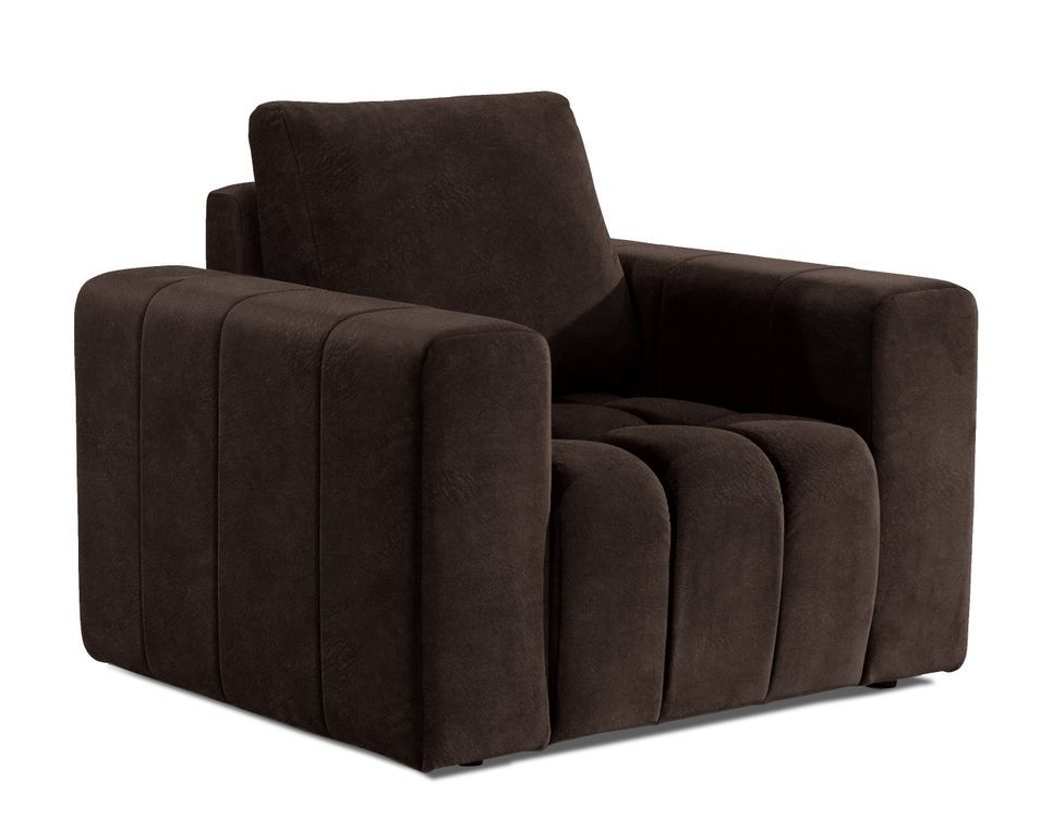 Fauteuil moderne capitonné LARKO tissu - Photo n°1