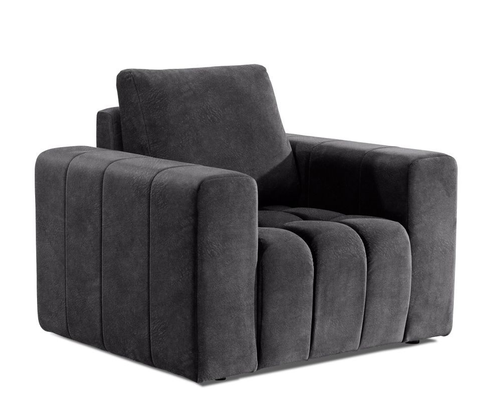 Fauteuil moderne capitonné LARKO tissu - Photo n°1