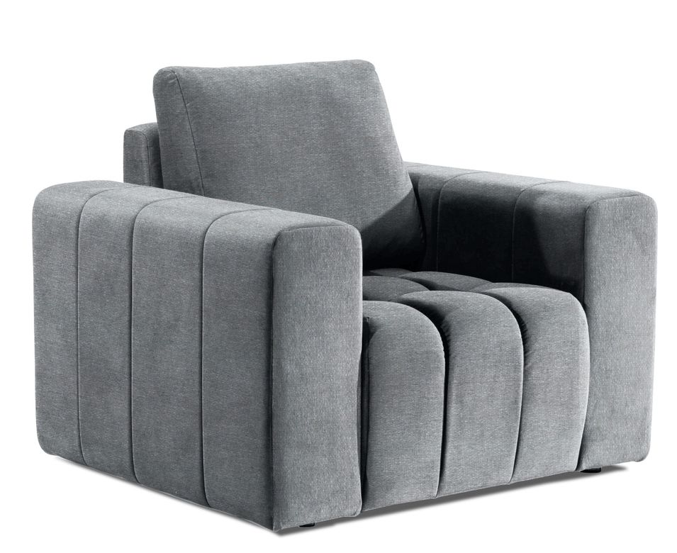 Fauteuil moderne capitonné LARKO tissu - Photo n°1