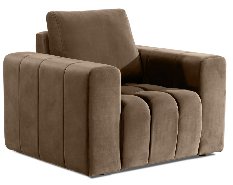 Fauteuil moderne capitonné LARKO velours - Photo n°1