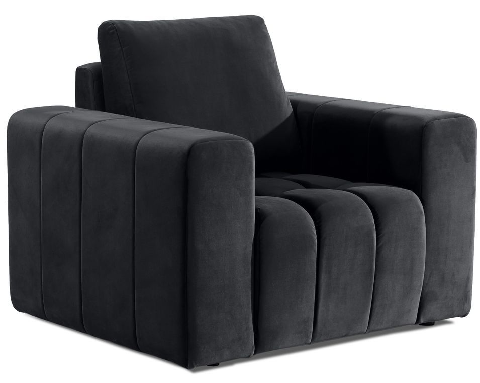 Fauteuil moderne capitonné LARKO velours - Photo n°1