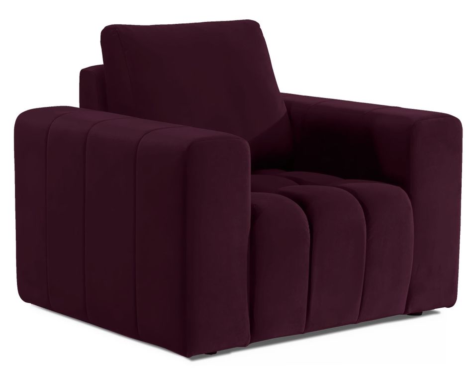 Fauteuil moderne capitonné LARKO velours - Photo n°1