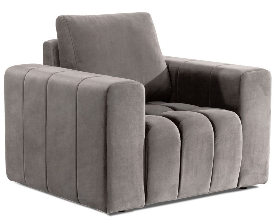 Fauteuil moderne capitonné LARKO velours - Photo n°1