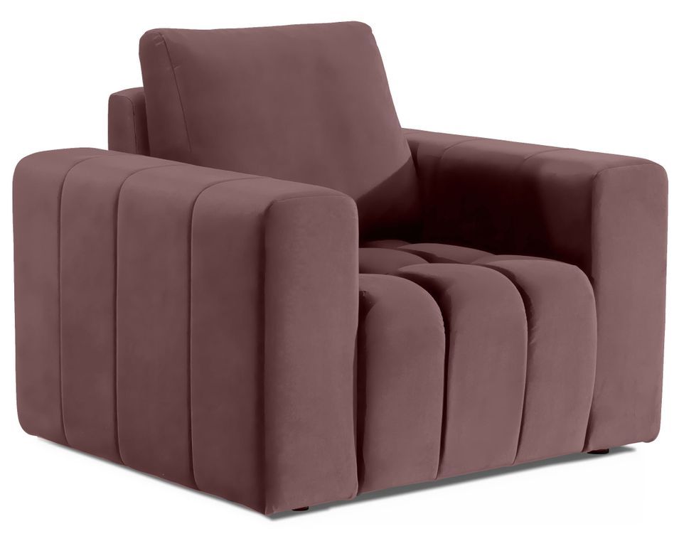 Fauteuil moderne capitonné LARKO velours - Photo n°1