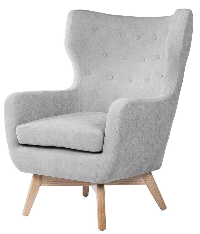 Fauteuil moderne dossier haut tissu gris clair Egga 77 cm - Photo n°1
